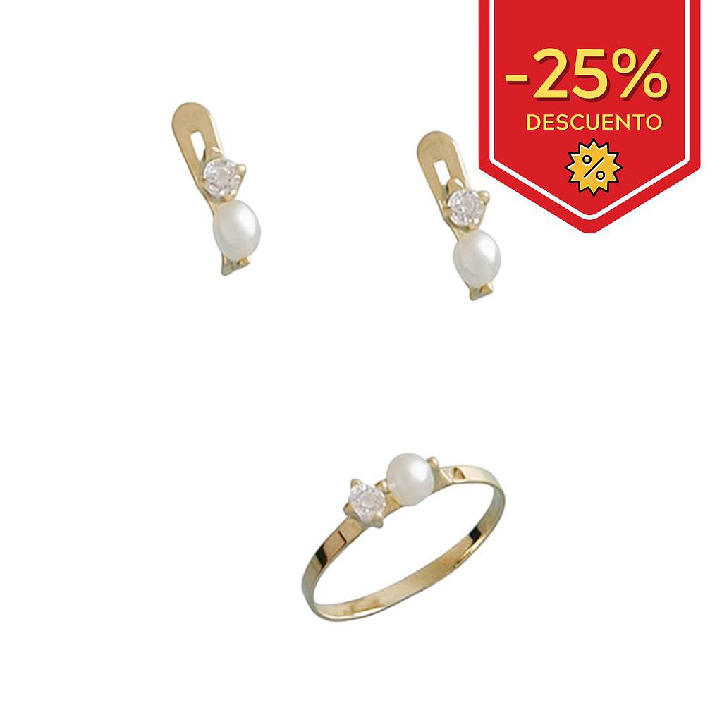 SORTIJA BEBE ORO 18 KL PERLA + CIRCONITA