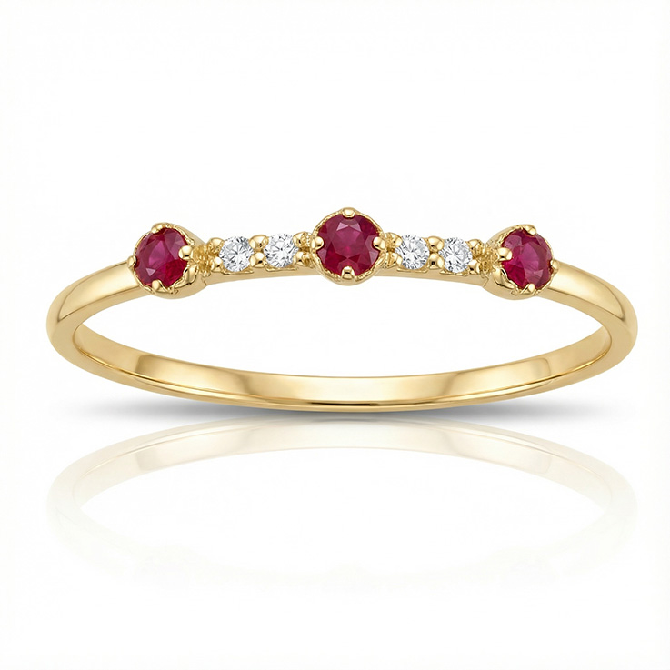 SORTIJA ORO 18KL 3 RUBIES FINOS + CIRCONITAS