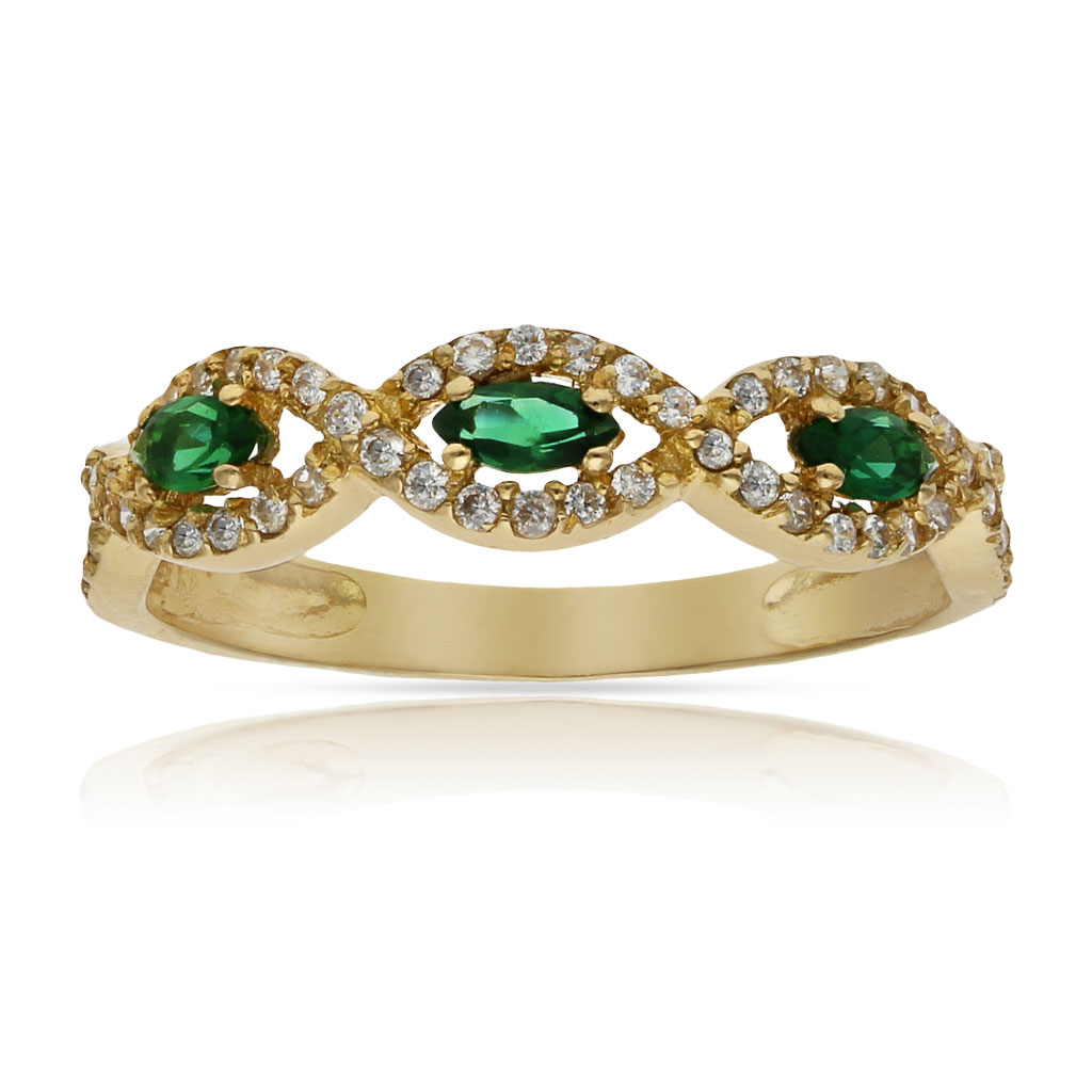 SORTIJA ORO 18KL CIRCONITAS + CRISOPAL VERDE