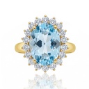 SORTIJA ORO 18KL CIRCONITAS + PIEDRA COLOR