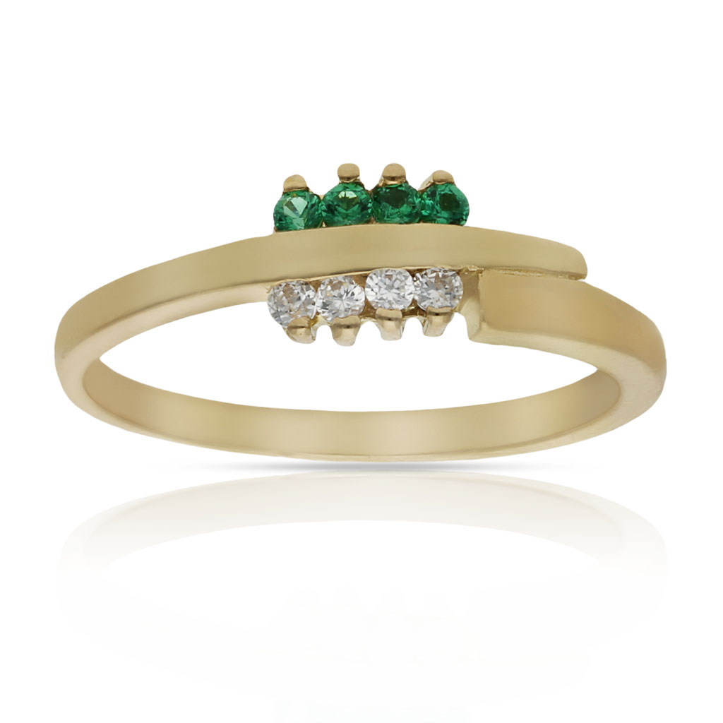 SORTIJA ORO 18KL CIRCONITAS + PIEDRAS VERDES