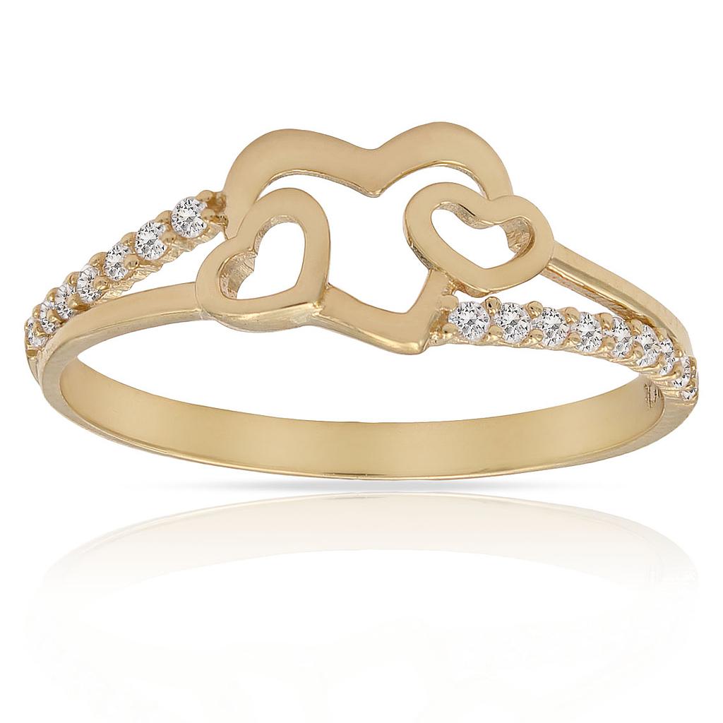 SORTIJA ORO 18KL CIRCONITAS CORAZONES