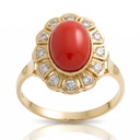 SORTIJA ORO 18KL CORAL SINTETICO