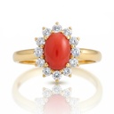SORTIJA ORO 18KL CORAL SINTETICO