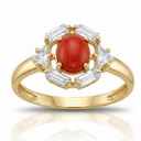 SORTIJA ORO 18KL CORAL SINTETICO