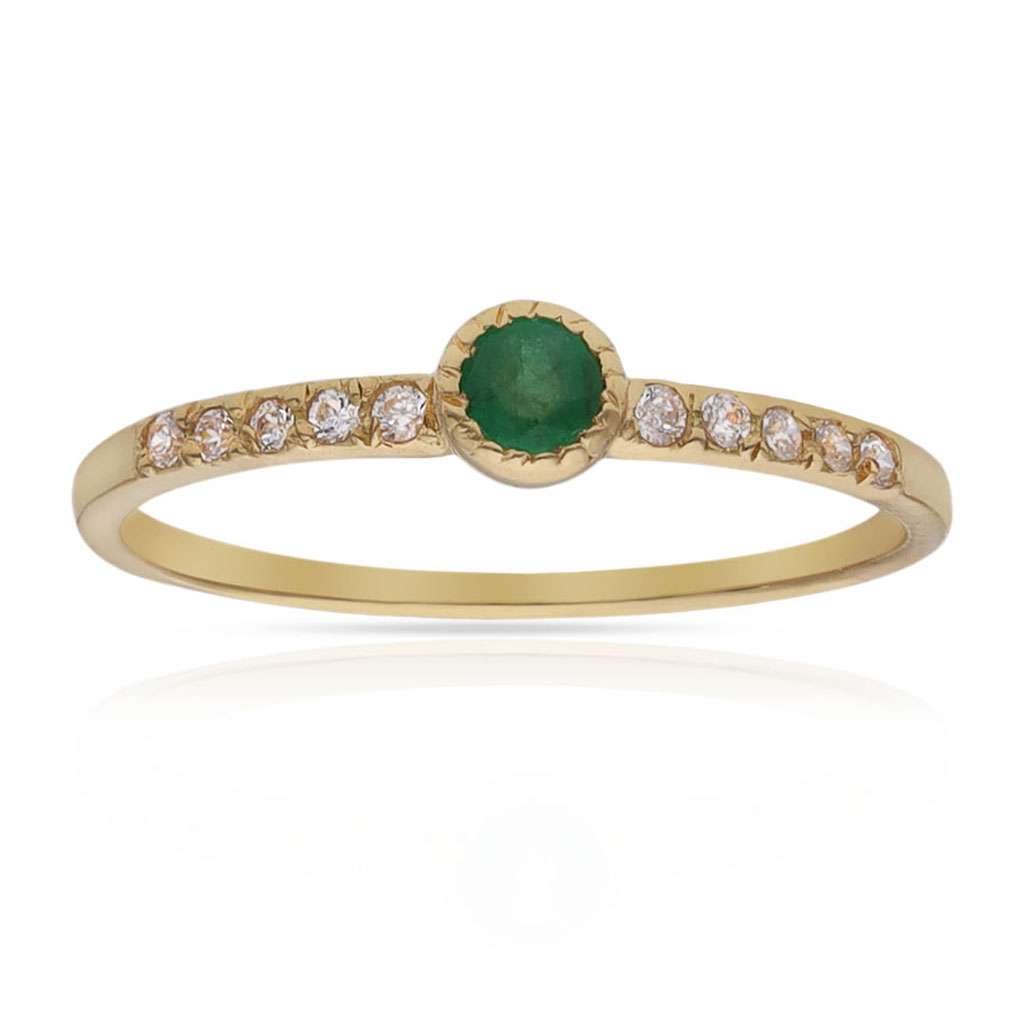 SORTIJA ORO 18KL ESMERALDA FINA + CIRCONITAS