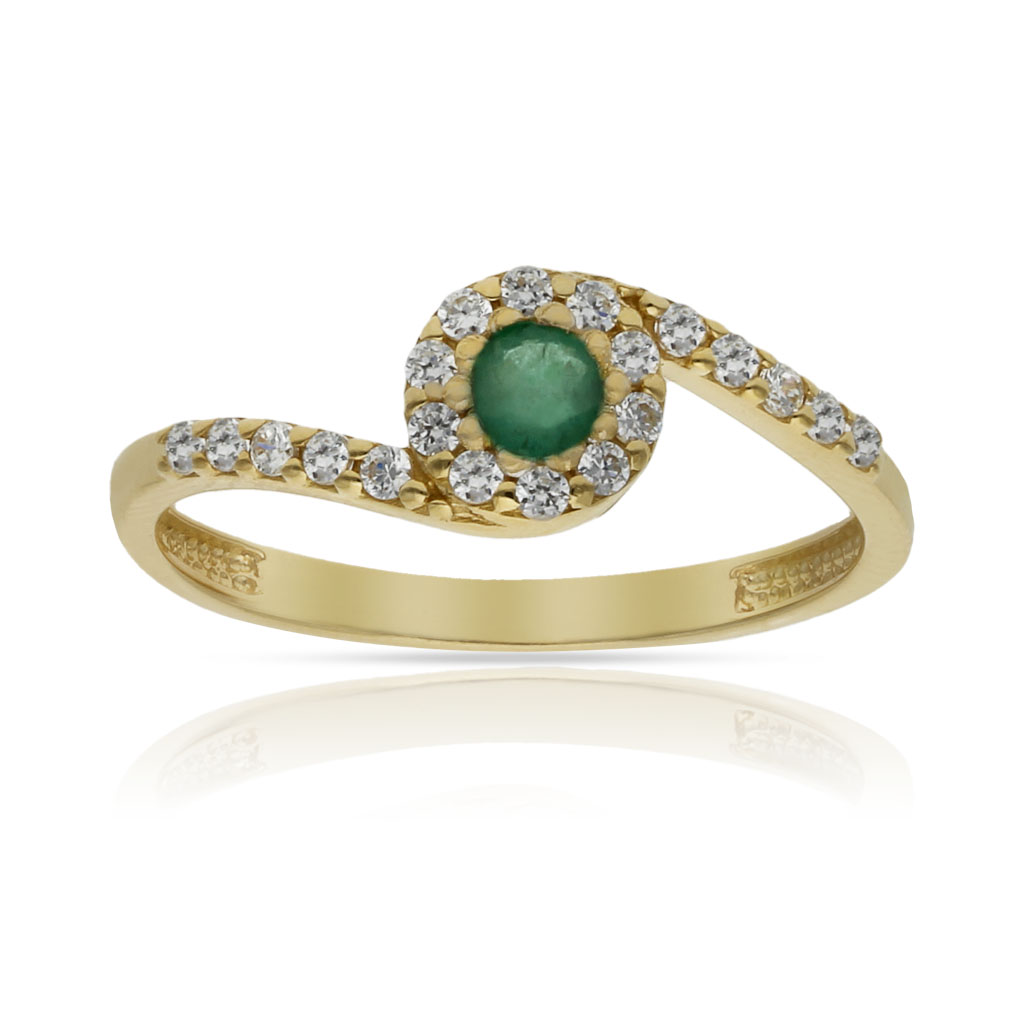 SORTIJA ORO 18KL ESMERALDA FINA + CIRCONITAS