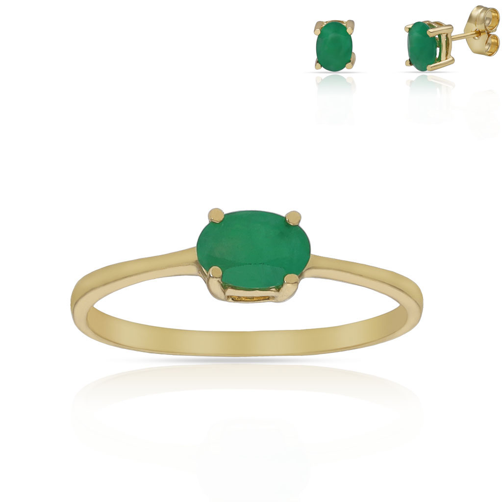 SORTIJA ORO 18KL ESMERALDA FINA - 4x6MM