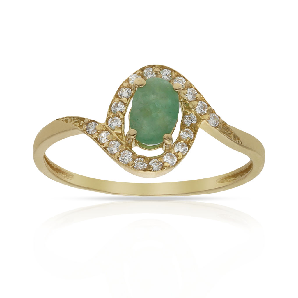 SORTIJA ORO 18KL ESMERALDA FINA CIRCONITAS