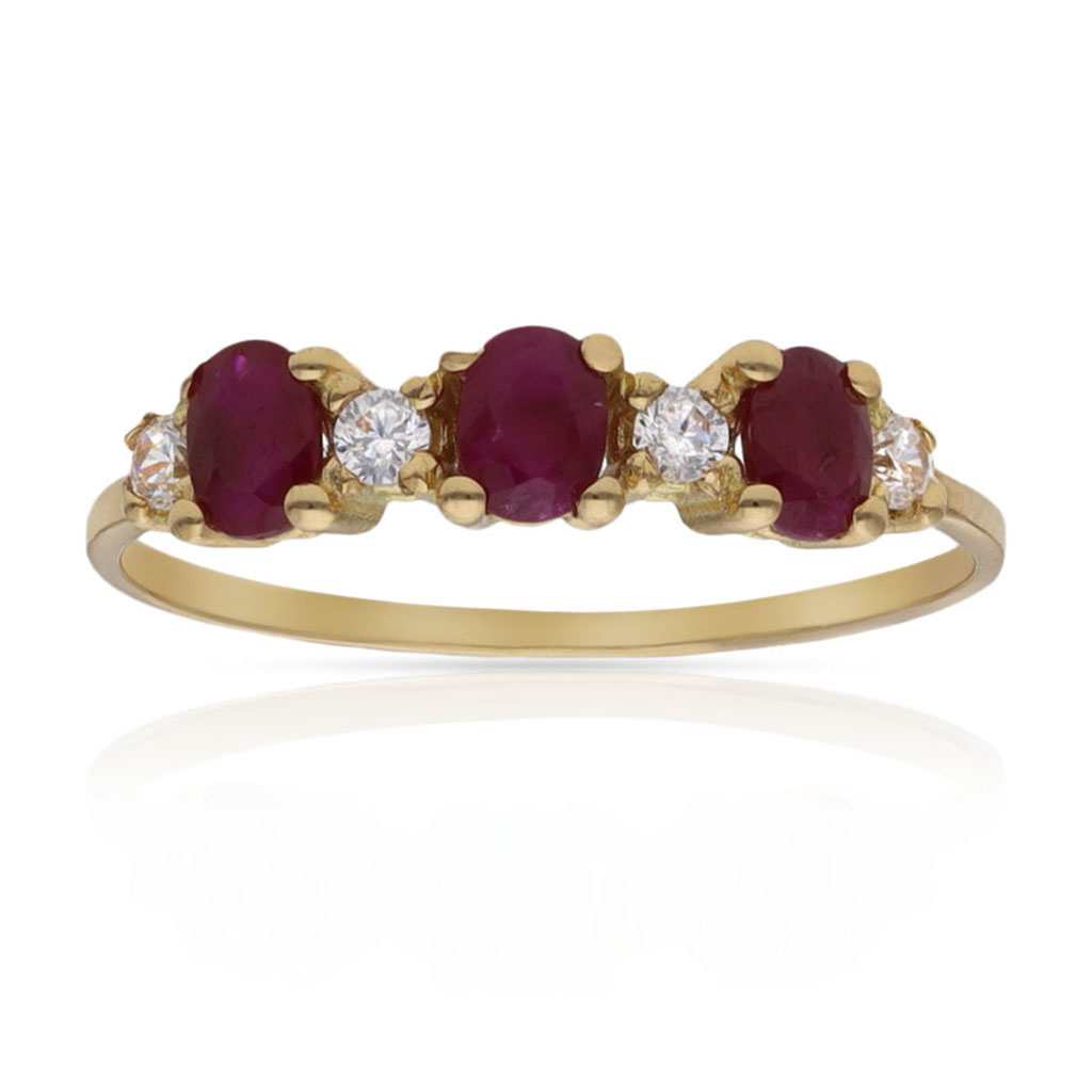 SORTIJA ORO 18KL RUBIES FINOS + CIRCONITAS