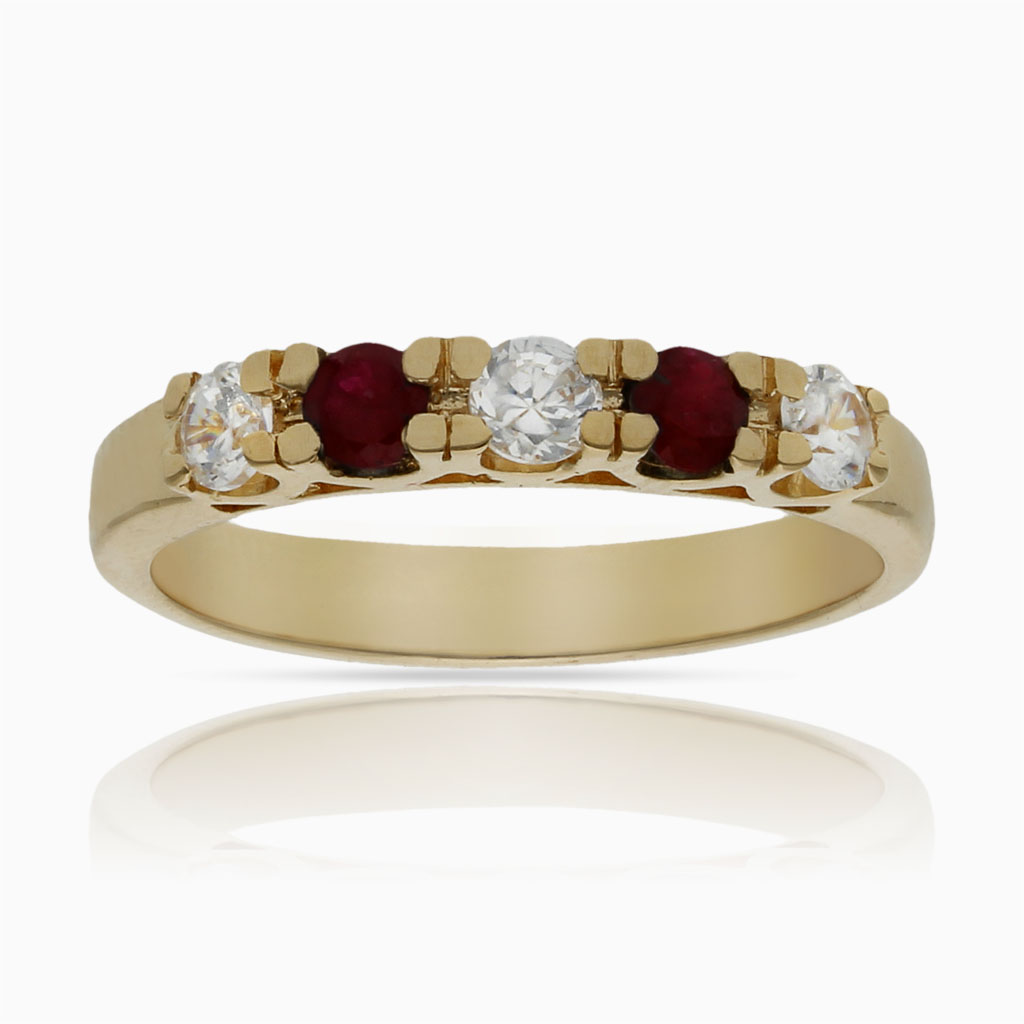 SORTIJA ORO 18KL RUBIES FINOS + CIRCONITAS