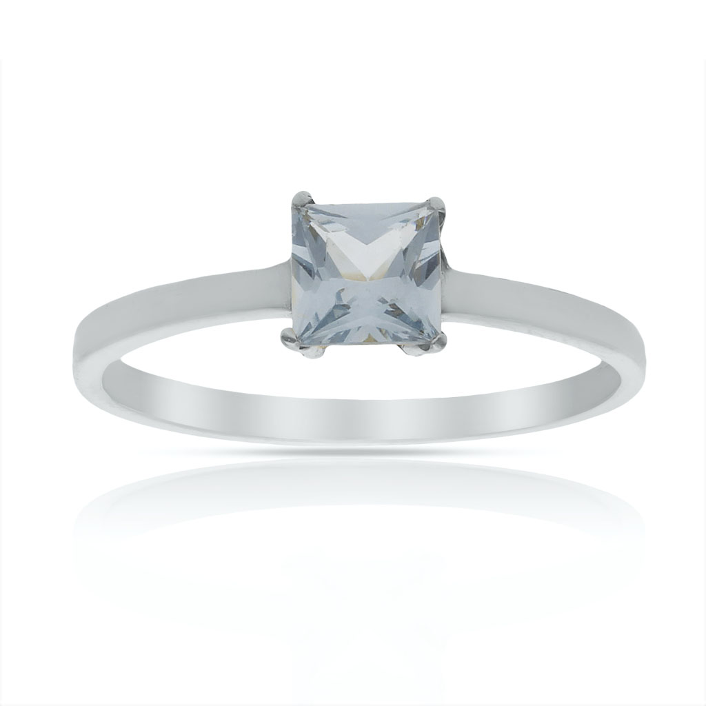 SORTIJA ORO BLANCO 18KL - PIEDRA AZUL
