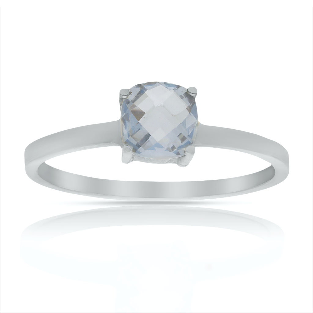 SORTIJA ORO BLANCO 18KL - PIEDRA AZUL