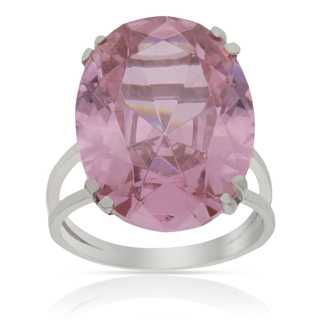 SORTIJA ORO BLANCO 18KL - PIEDRA ROSA