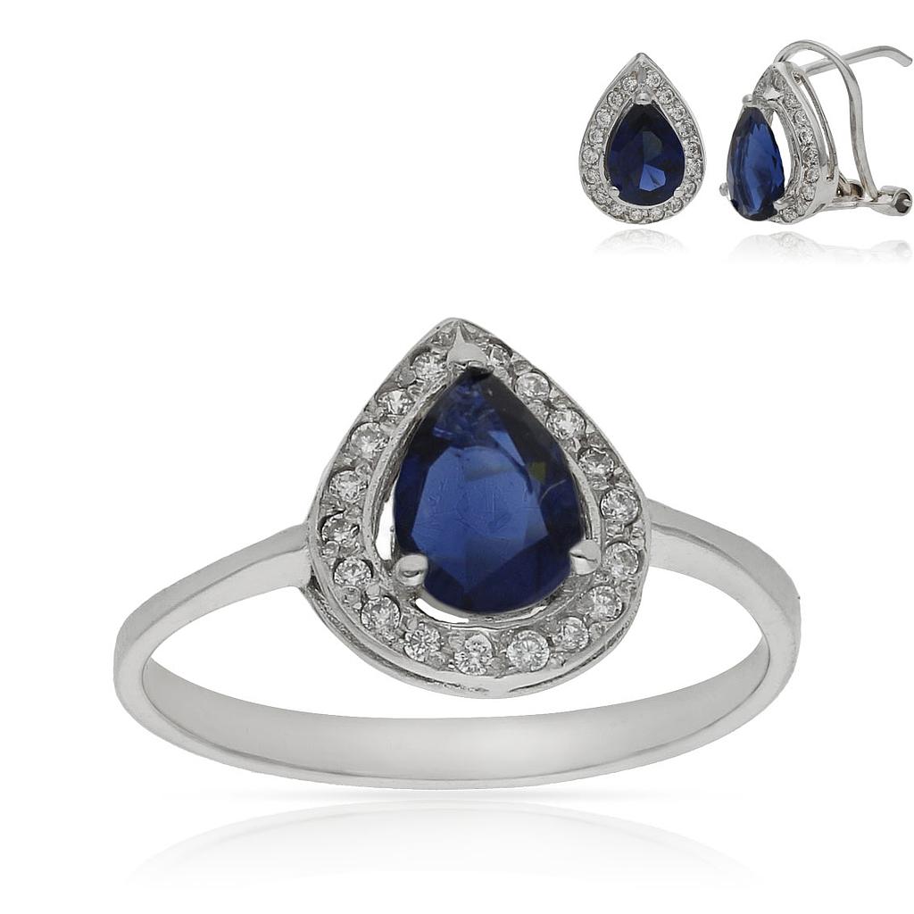 SORTIJA ORO BLANCO 18KL CRISOPAL AZUL