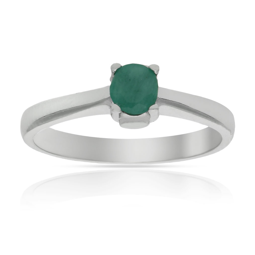 SORTIJA ORO BLANCO 18KL ESMERALDA FINA