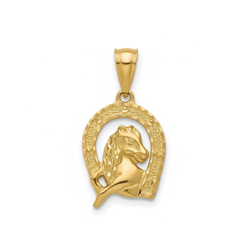 COLGANTE ORO 18KL CABALLO + HERRADURA - 18x24MM