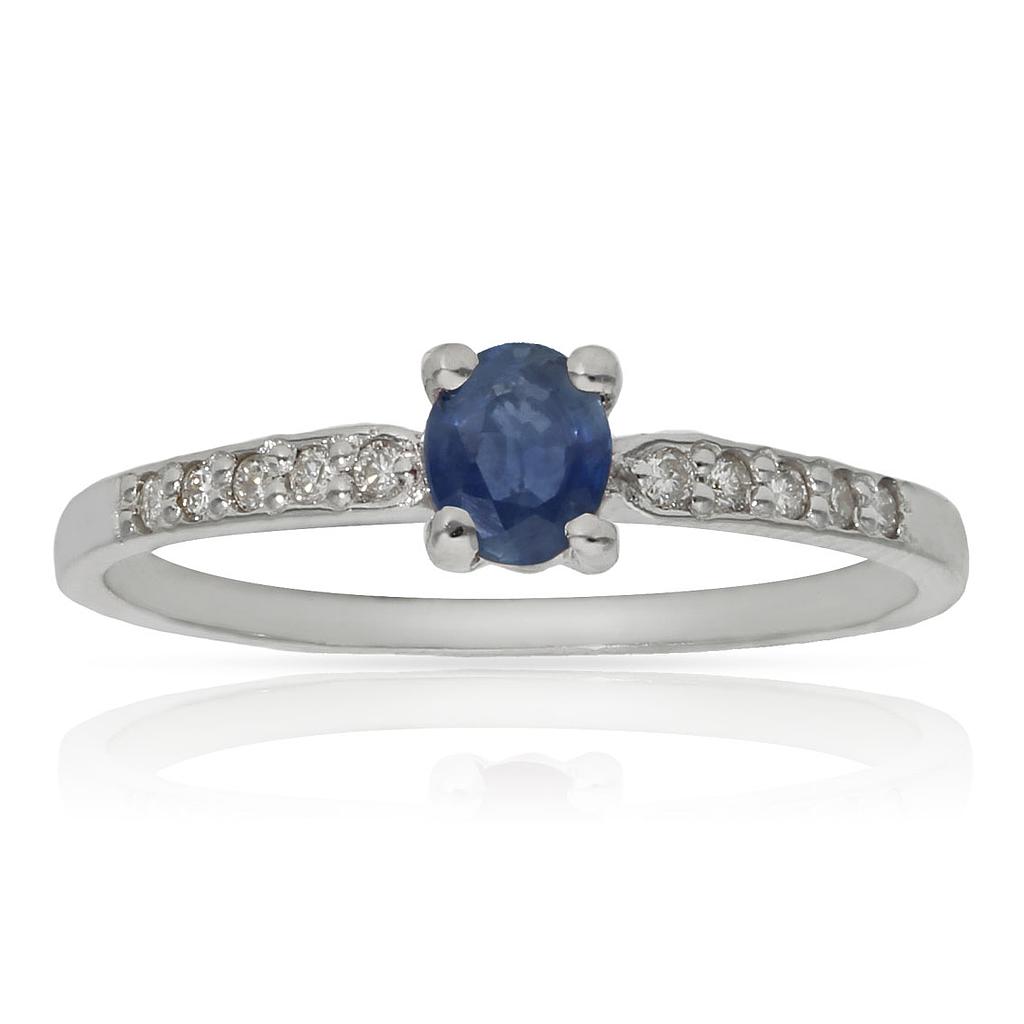 SORTIJA ORO BLANCO 18KL ZAFIRO + DIAMANTES