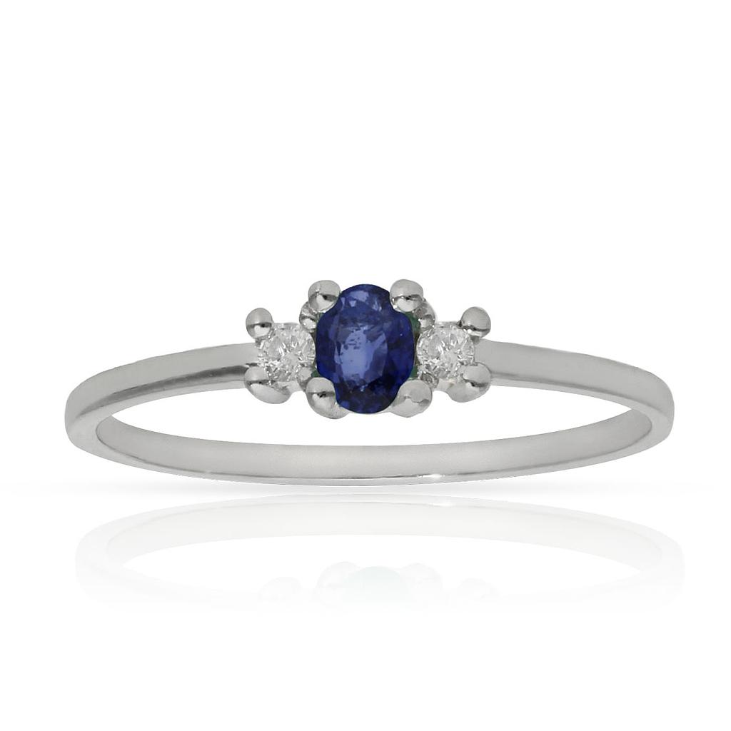 SORTIJA ORO BLANCO 18KL ZAFIRO + DIAMANTES