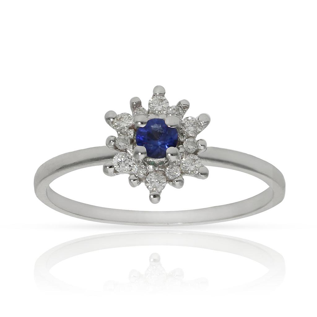 SORTIJA ORO BLANCO 18KL ZAFIRO + DIAMANTES