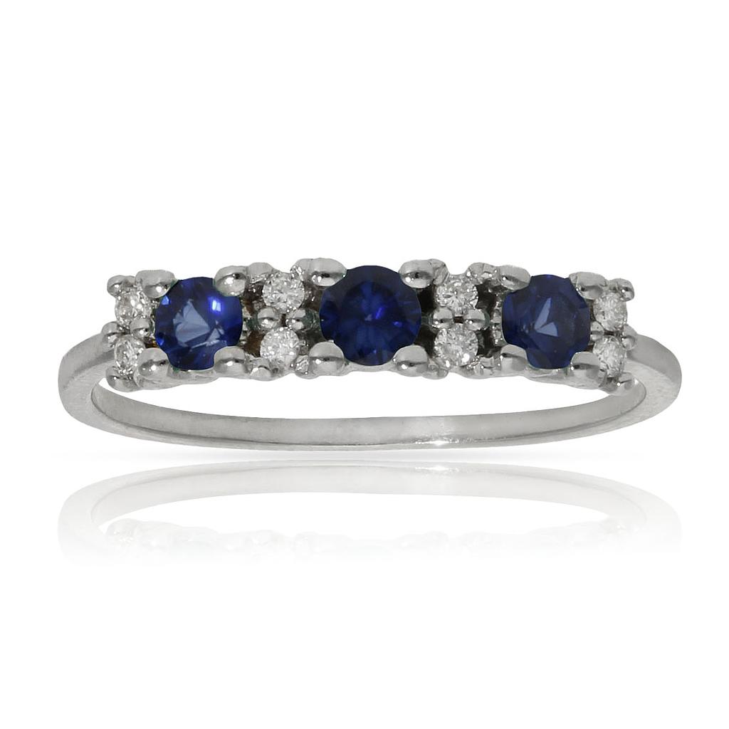 SORTIJA ORO BLANCO 18KL ZAFIROS + DIAMANTES