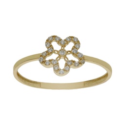 [S1030] SORTIJA FLOR ORO 18KL CIRCONITAS