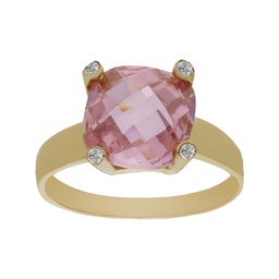 [S267] SORTIJA ORO 18KL - PIEDRA ROSA + CIRCONITAS