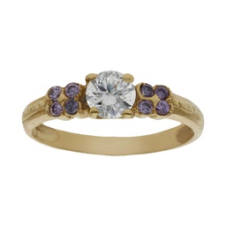 [S1518] SORTIJA ORO 18KL CIRCONITA + PIEDRAS LILAS