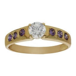 [S1508] SORTIJA ORO 18KL CIRCONITA + PIEDRAS LILAS