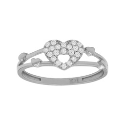 [S1057] SORTIJA ORO BLANCO 18KL CORAZON CIRCONITAS