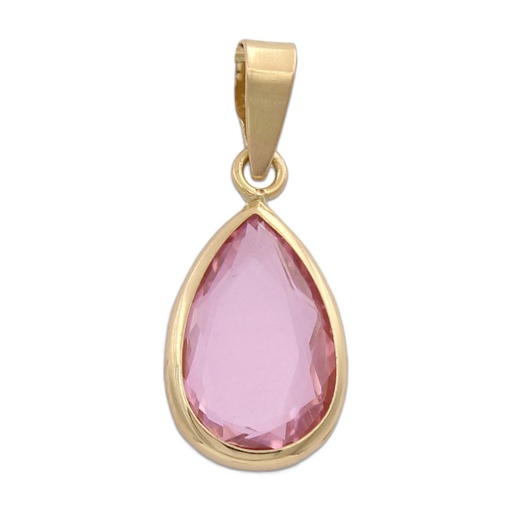 COLGANTE ORO 18KL LAGRIMA PIEDRA ROSA