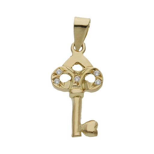 COLGANTE ORO 18KL LLAVE CIRCONITAS - 10x19MM