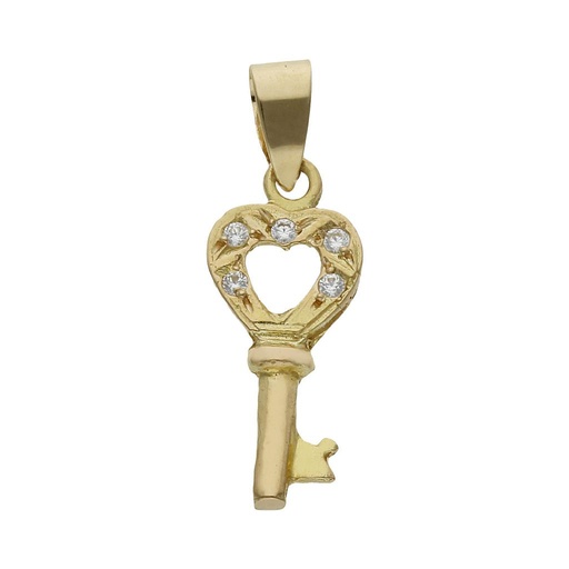 COLGANTE ORO 18KL LLAVE CIRCONITAS - 8x17MM