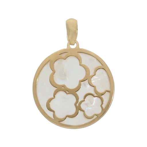 COLGANTE ORO 18KL NACAR FLORES - 16MM