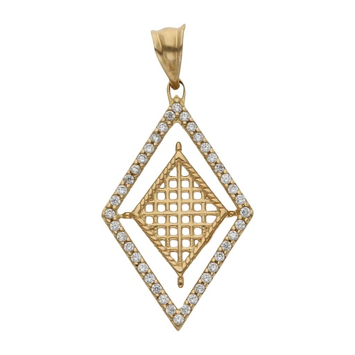 COLGANTE ORO 18KL ROMBO CIRCONITAS
