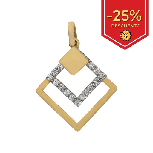 COLGANTE ORO 18KL ROMBO CIRCONITAS