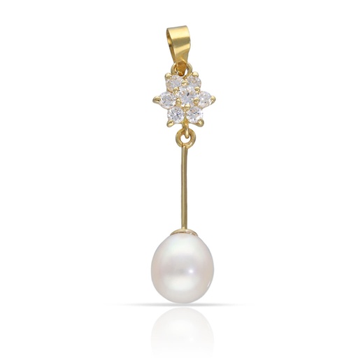 COLGANTE ORO 18KL ROSETA Y PERLA