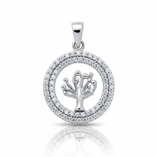 COLGANTE ORO BLANCO 18KL ARBOL DIAMANTES