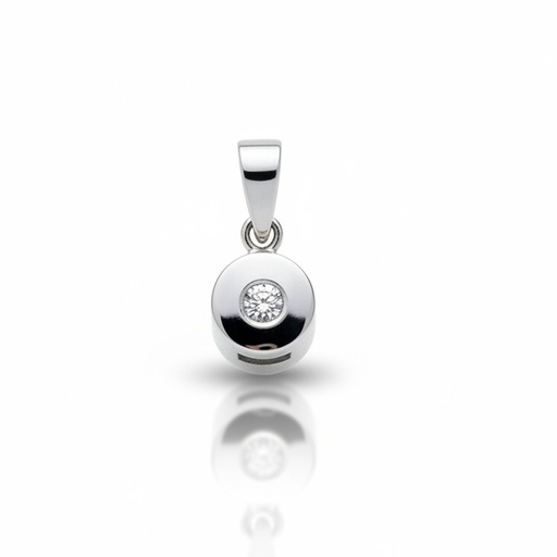 COLGANTE ORO BLANCO 18KL DIAMANTE CHATON - 6.50MM