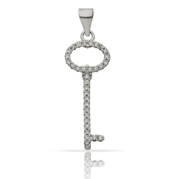 [AG656] COLGANTE LLAVE PLATA 925MM CIRCONITAS - 10x25MM