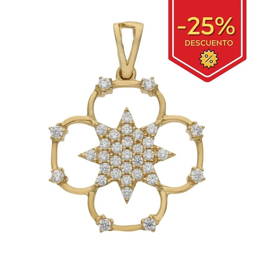 COLGANTE ORO DE 18KL FLOR CIRCONITAS