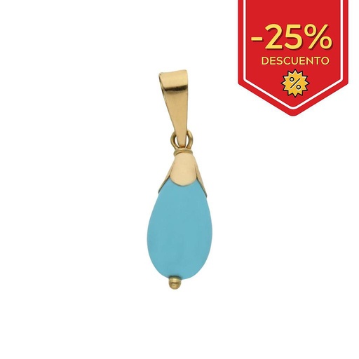 COLGANTE PERA ORO 18KL TURQUESA SINTETICA