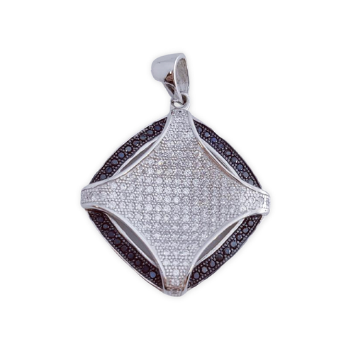 COLGANTE PLATA 925MM CIRCONITAS NEGRAS
