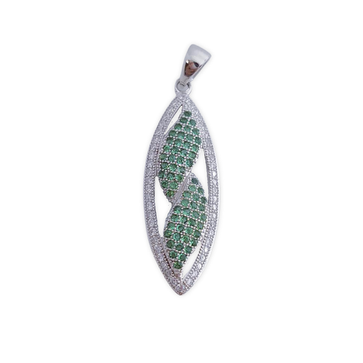 COLGANTE PLATA 925MM CIRCONITAS VERDES