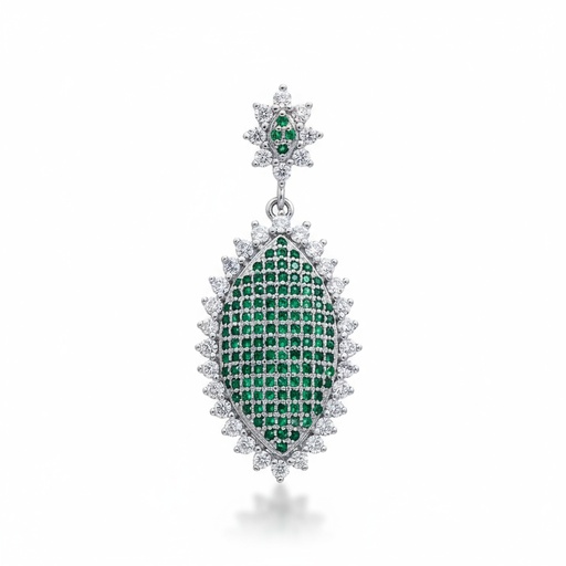 COLGANTE PLATA 925MM CIRCONITAS VERDES