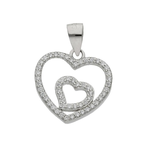 COLGANTE PLATA 925MM CORAZON CIRCONITAS - 16x15MM