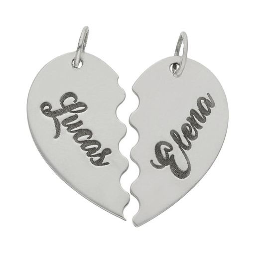 COLGANTE PLATA 925MM CORAZON PARTIDO
