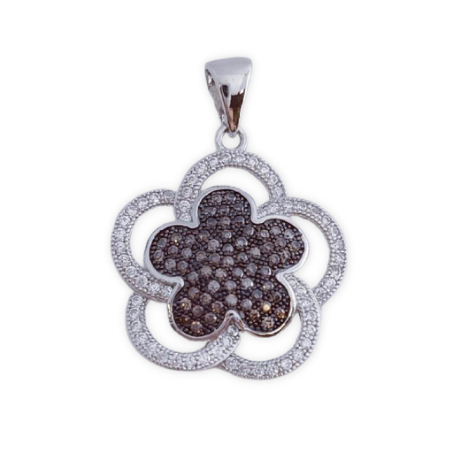 COLGANTE PLATA 925MM FLOR CIRCONITAS