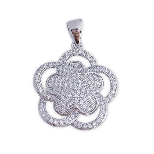 COLGANTE PLATA 925MM FLOR CIRCONITAS