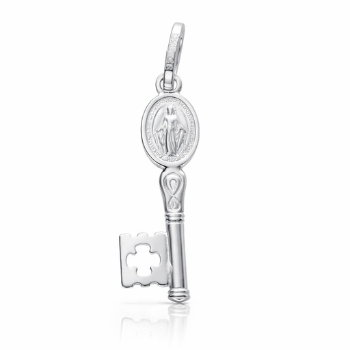 COLGANTE PLATA 925MM LLAVE V. MILAGROSA PEQUEÑA - 6x24MM